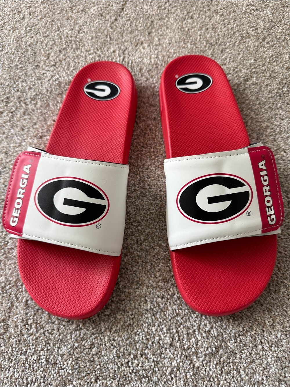 Georgia Bulldogs Red Slide Sandals with Logo